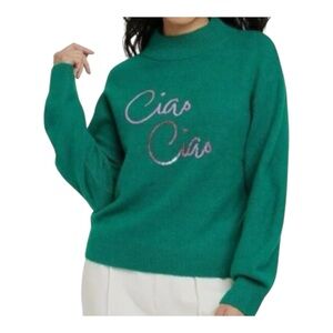 NWT- a new day Teal Sweater, “Ciao Ciao”
